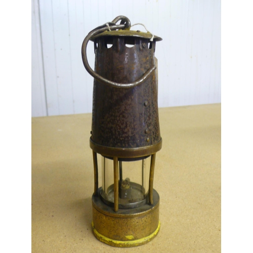 20 - Brass and steel miners lamp, Tag 134 (23.5cm)