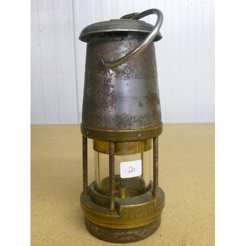 21 - Wolf Type FS brass and steel miners lamp No. 26440 (20cm)