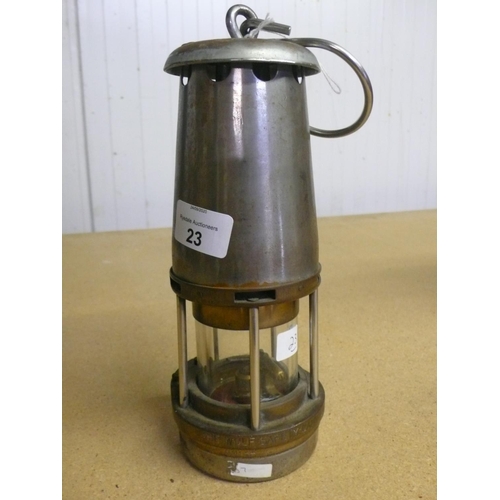 23 - Wolf Type FG brass and steel miners lamp No. 3581 (23cm)