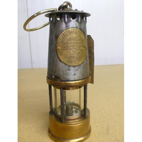 27 - Protector Type SL brass and steel miners lamp No .21 (22.5cm)