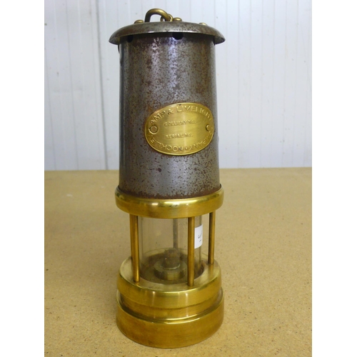 45 - Hockley Lamp & Limelight Co. brass and steel miner's lamp (21.5cm)