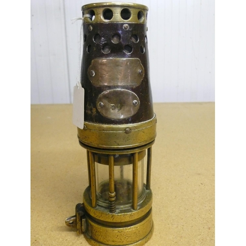 5 - Naylor Bifold  brass and steel miners lamp No. 34 (24cm)