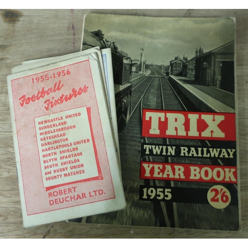 108 - Trix Twin Railway Yearbook for 1955, Robert Deuchar Football Fixtures for Newcastle United, Hartlepo... 