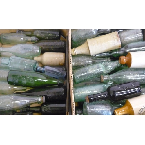 260 - Collection of various bottles included cod, green, brown glass and some ceramic (two boxes)