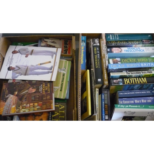 261 - Collection of cricket books and cricket benefit brochures, some signed by Yorkshire players (39)