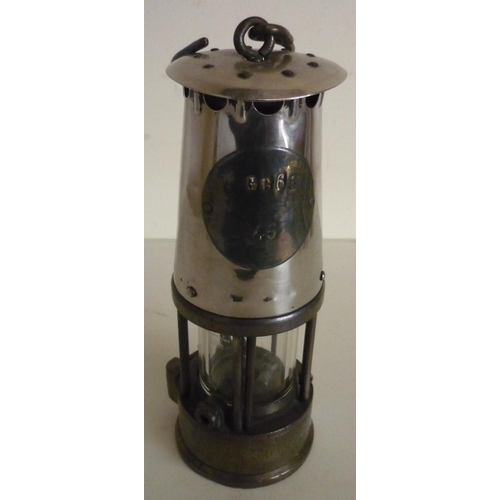 265 - Protector type brass and steel miners lamp, GB6S, 46  (height 23cm)