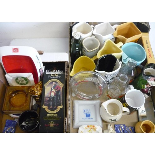 267 - Collection of ceramic brewery advertising items, whisky water jugs, ashtrays etc