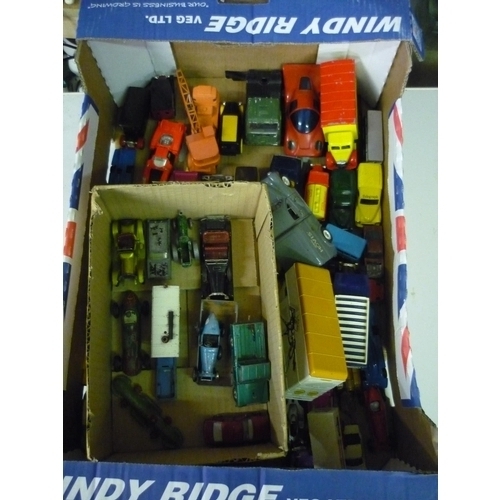 85 - Collection of Lledo, Corgi, unboxed diecast model vehicles incl. Dinky Speed of the Wind etc, in two... 