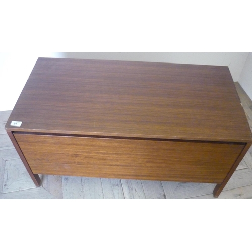 61 - Meredew Furniture mahogany blanket box on square supports (92cm x 45cm x 46cm) and a teak and gilt m... 