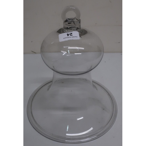 24 - Clear glass hanging smoke bell (diameter 23.5cm, approx height 24cm)