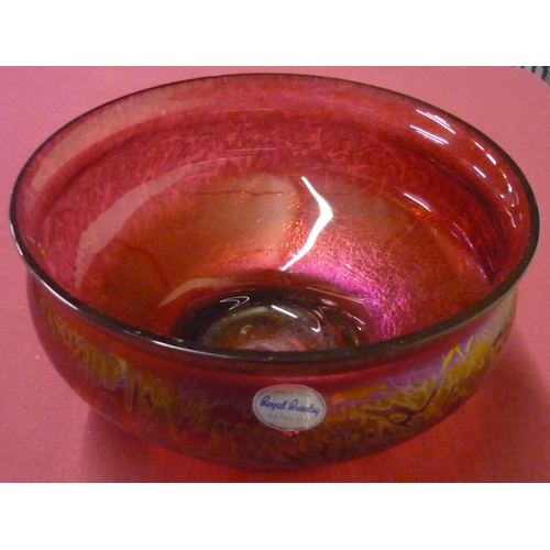 32 - Royal Brierley red Art Glass pedestal bowl, (20cm diam)