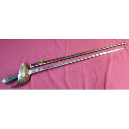 100 - British 1912 pattern cavalry sword with 35 inch straight blade with GR VI cipher, spine marked Made ... 