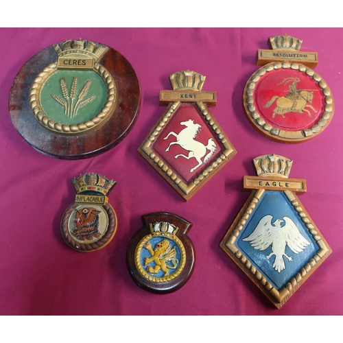 85 - Collection of twelve various assorted naval plaques, including cast metal, carved wood etc, various ... 