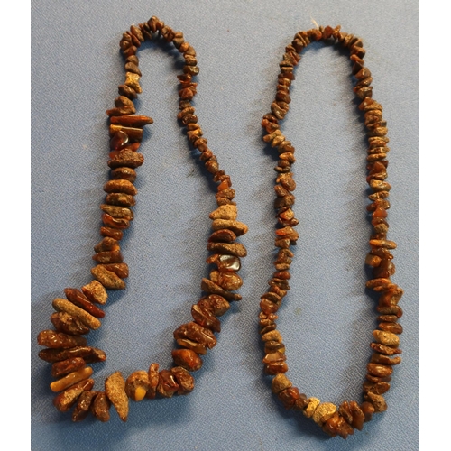 32 - Two raw Baltic amber necklaces