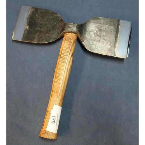 142 - Double headed short shafted hand axe stamped SWEDEN (width 27cm)
