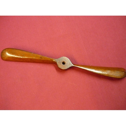 109 - Early 20th C miniature airplane twin bladed propeller (overall length 30.5cm)