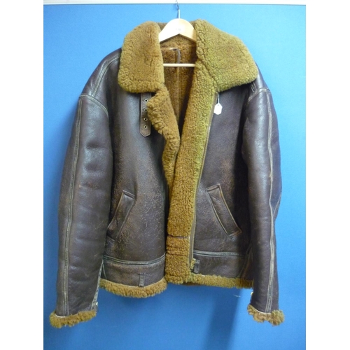 110 - Sheepskin lined leather flying jacket made by Polden of Somerset size XL