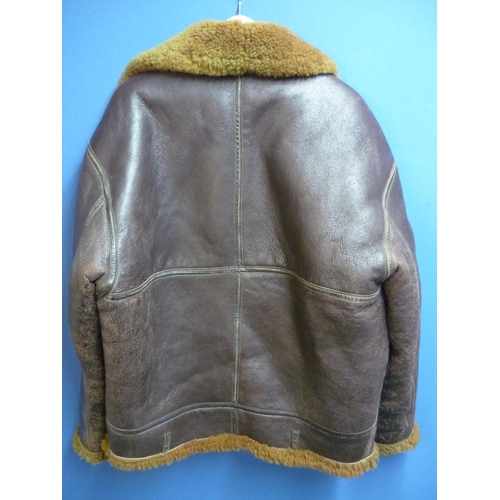 110 - Sheepskin lined leather flying jacket made by Polden of Somerset size XL