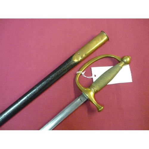 125 - American Civil War period musicians sword, model 1840, with solid brass hilt with simulated wire wra... 