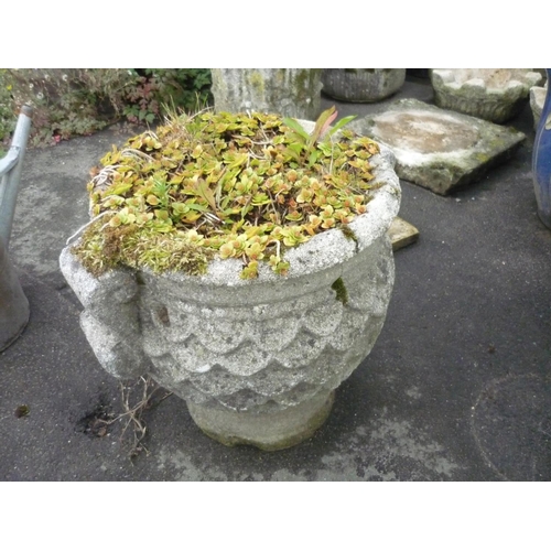19 - Single stone planter with scroll handles