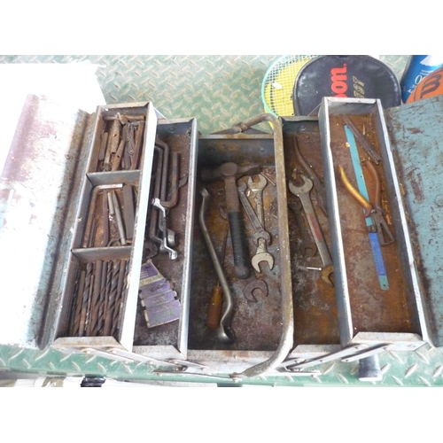 52 - Metal tool box containing small quantity of tools
