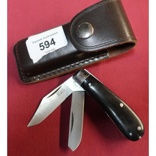 Twin bladed Taylor Eyewitness of Sheffield pocket knife with lift out tweezers and pick complete wi