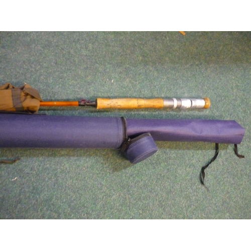 As new Airflo 9 ft 6/7 four piece travel trout fishing rod in bag and zip  case, and a three piece sp