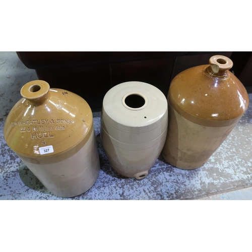 327 - Pearson & Co Whittington Moor pottery Chesterfield stoneware flagon stamped Wm. Wheatley & Sons, 55 ... 
