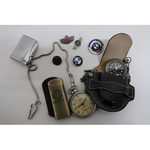 121 - Smiths Empire open faced chrome cased pocket watch, Jordan watch open faced pocket watch in case, Pi... 