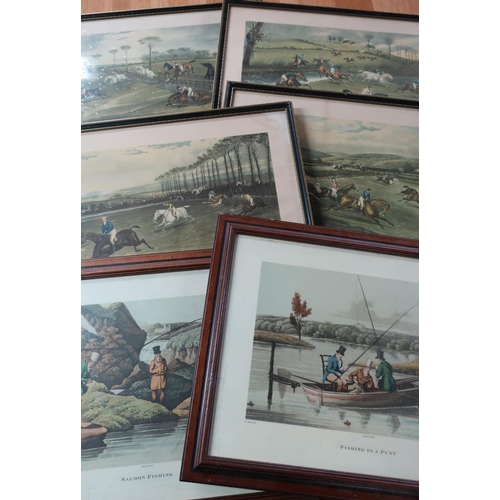 345 - The Vale of Aylesbury Steeplechase, set of four prints, three Turner shooting prints after Alken, tw... 