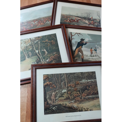 345 - The Vale of Aylesbury Steeplechase, set of four prints, three Turner shooting prints after Alken, tw... 