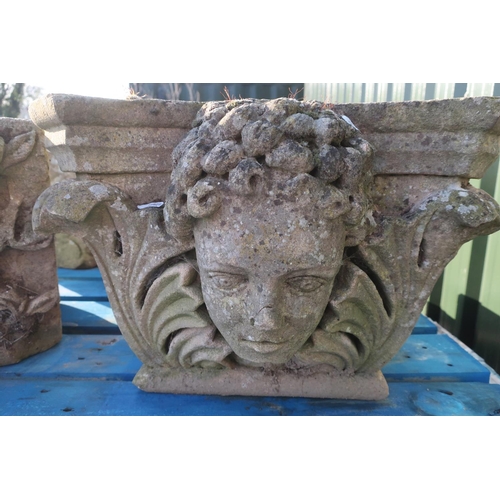 298a - A set of four carved sandstone corbels `the four seasons' two of female faces and the other two male... 
