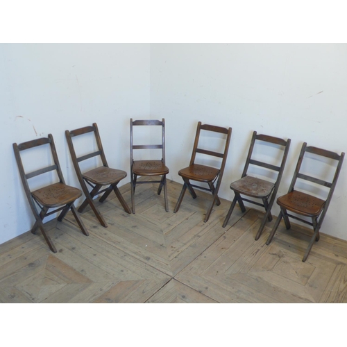172 - Set of six Venesta child's folding chairs with pierced laminate seats, purchased from Glasgow Cathed... 