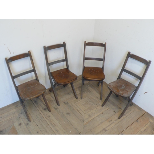 173 - Set of four Venesta child's folding chairs with pierced laminate seats, purchased from Glasgow Cathe... 