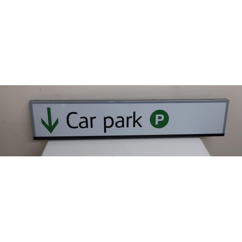 137 - London Midland Railway enamel directional sign for Car Park (100cm x 21cm)