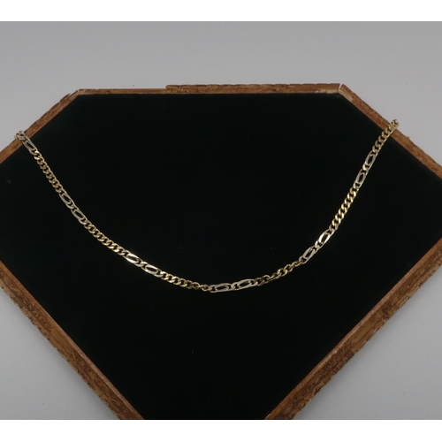 58 - Gold flattened curb link necklace stamped 750, 59cm, 22.6g