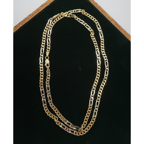 58 - Gold flattened curb link necklace stamped 750, 59cm, 22.6g