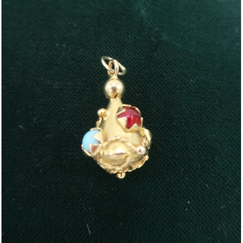 60 - 9ct hallmarked gold articulated rocking horse pendant, a similar ingot pendant and an unmarked gem s... 