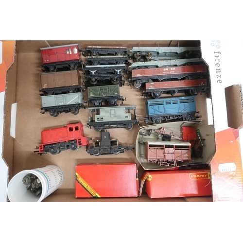 19 - Hornby Dublo rolling stock, two bogie bolsters, two brick wagons, other wagons, Dock Authority shunt... 