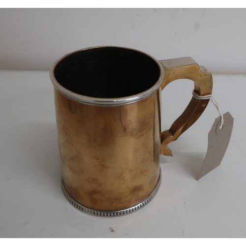 132 - Early 20th C silver plated pint tankard, engraved on base 