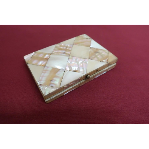 10 - Victorian Mother of Pearl rectangular calling card case, fitted interior with 12 compartments (10.5c... 
