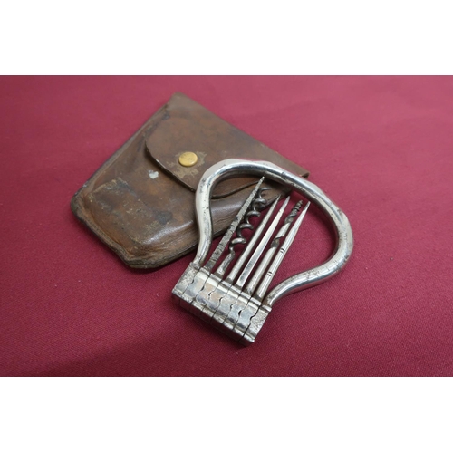 11 - Victorian pocket compendium, with six steel tools including corkscrew, descaler, screwdriver etc, in... 