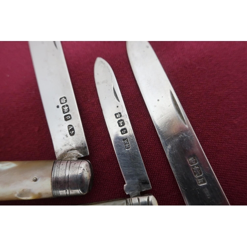 20 - Victorian soft fruit knife, silver blade hallmarked Sheffield 1894 with Mother of Pearl handle, and ... 