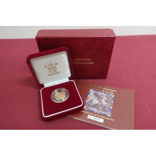 23 - 2004 UK Royal Mint gold proof half sovereign, in plastic case, display case and box with COA no. 047... 