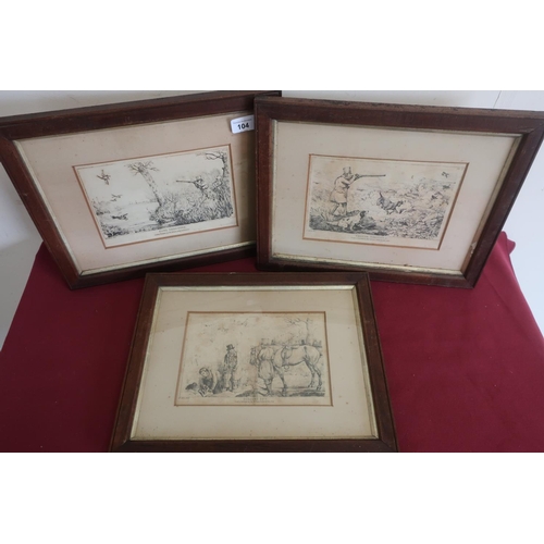 104 - After Henry Alken three hunting and shooting related prints 