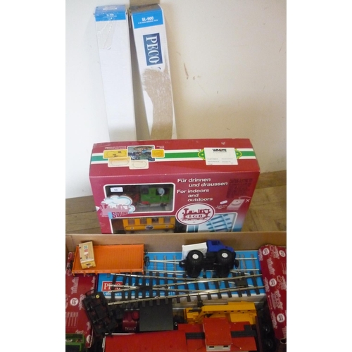 59 - LGB Indoor and Outdoor large scale boxed train set  with sound, with transformer, and a large qty. o... 