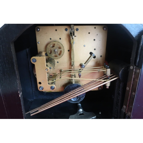 71 - 1920's Art Deco oak cased chiming mantel clock by Enfield Clock Co