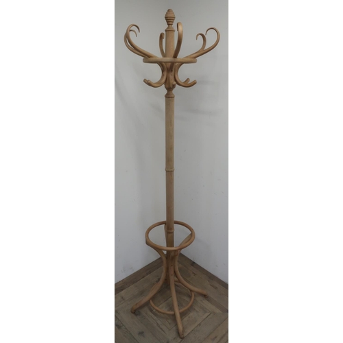 72 - Light wood style Bentwood hat and coat stand