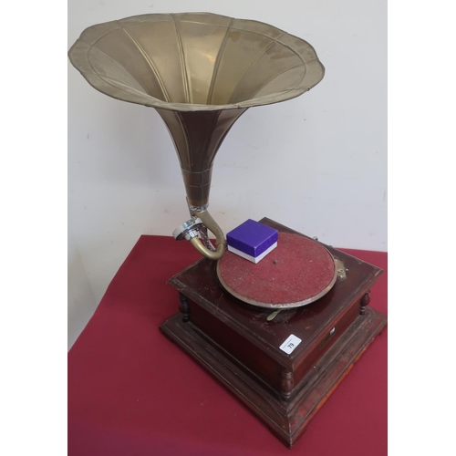 79 - HMV gramophone in mahogany case with copper horn