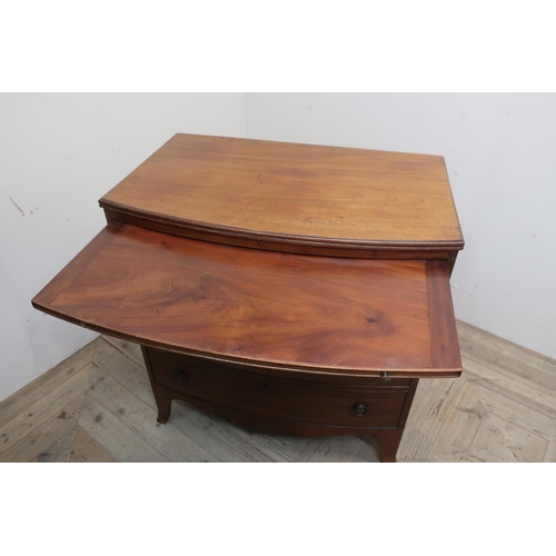 31 - Early 19th C mahogany bow front dressing chest, moulded top above brushing slide and four graduated ... 